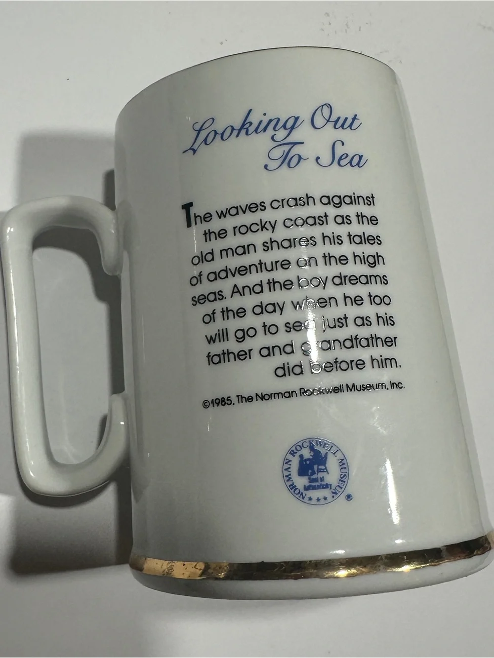 Set Of 2 Vintage Norman Rockwell 1985 Seafarer's Collection mugs, Gold Trim